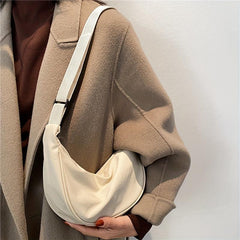 Solid Chest Bag Minimalist Crescent Zipper Crossbody Bag