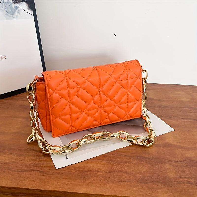 Quilted Crossbody Bag Chain Shoulder Bag Women's Square Flap Purse Handbag