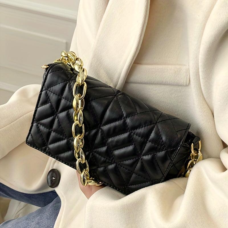 Quilted Crossbody Bag Chain Shoulder Bag Women's Square Flap Purse Handbag