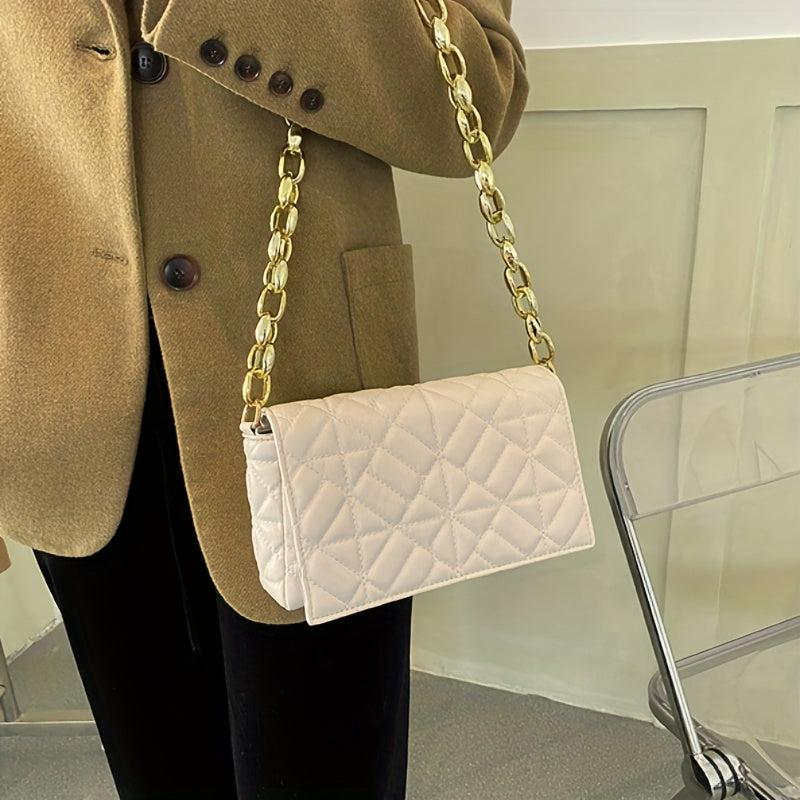 Quilted Crossbody Bag Chain Shoulder Bag Women's Square Flap Purse Handbag