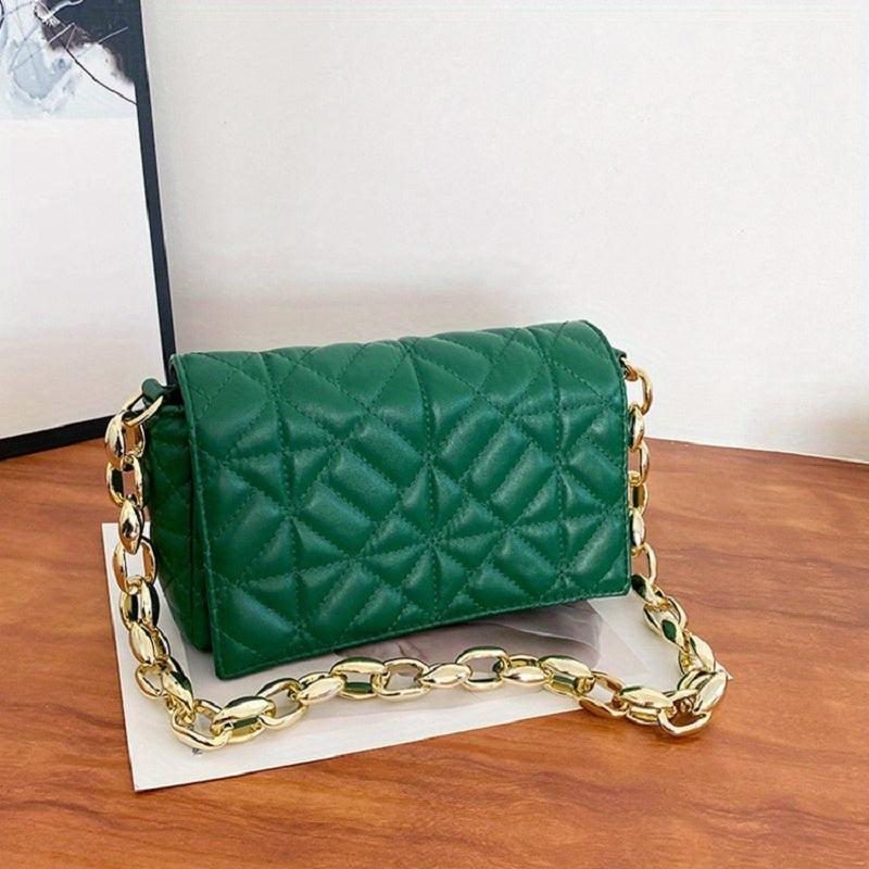 Quilted Crossbody Bag Chain Shoulder Bag Women's Square Flap Purse Handbag