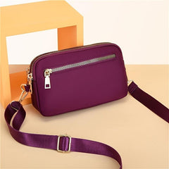 Nylon Small Square Satchel Bag for Women, Shoulder Zipper Phone Purse