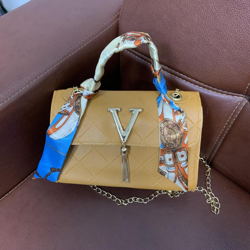 Women's Square Shoulder Bag with Scarf Decor