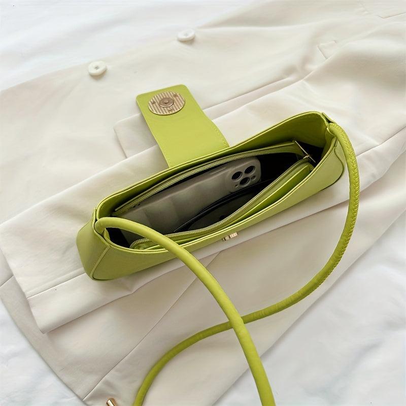Vintage Underarm Bag PU Shoulder Bag Women's Casual Crescent Hobo Handbag