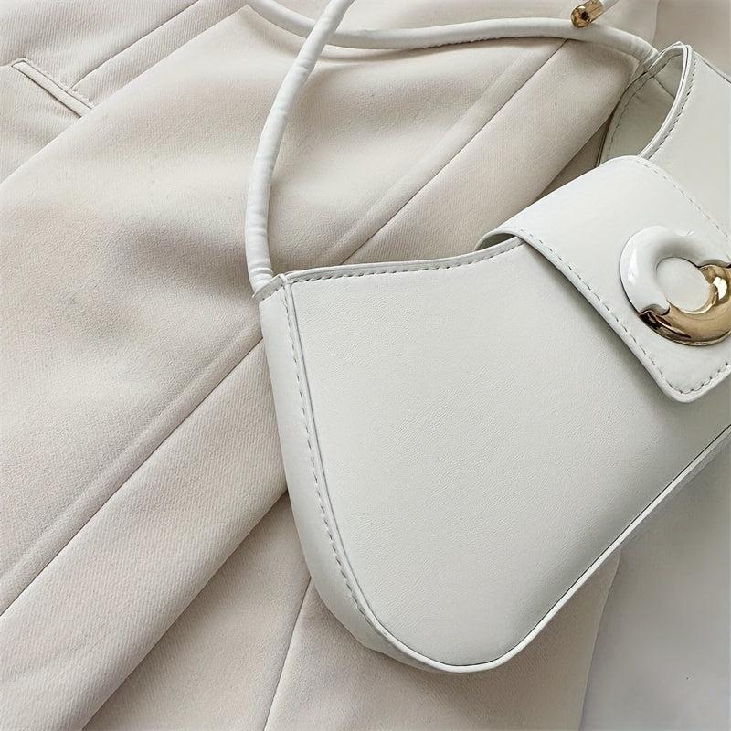 Vintage Underarm Bag PU Shoulder Bag Women's Casual Crescent Hobo Handbag