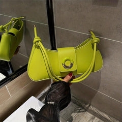 Vintage Underarm Bag PU Shoulder Bag Women's Casual Crescent Hobo Handbag
