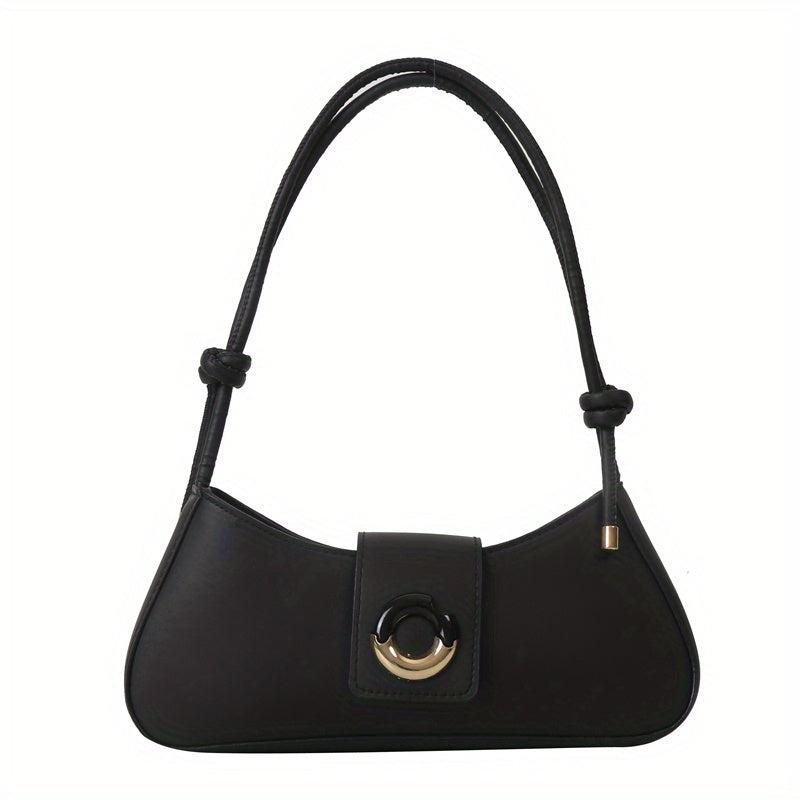 Vintage Underarm Bag PU Shoulder Bag Women's Casual Crescent Hobo Handbag