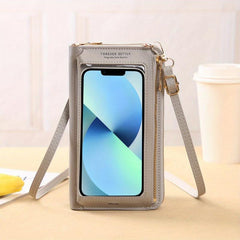 Mini Zip Around Crossbody Wallet Touchable Screen Mobile Phone Bag