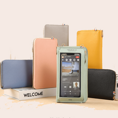 Mini Zip Around Crossbody Wallet Touchable Screen Mobile Phone Bag