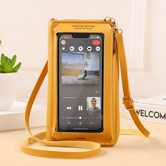 Mini Zip Around Crossbody Wallet Touchable Screen Mobile Phone Bag