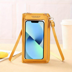 Mini Zip Around Crossbody Wallet Touchable Screen Mobile Phone Bag