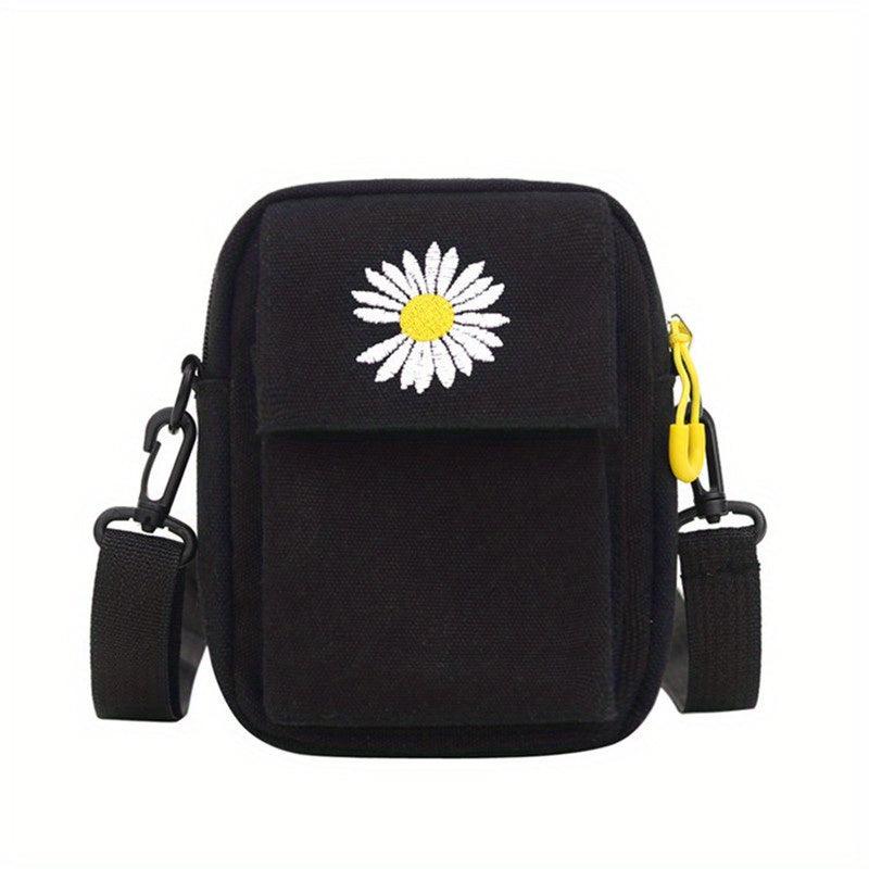 Daisy Embroidery Crossbody Bag Mini Phone Purse