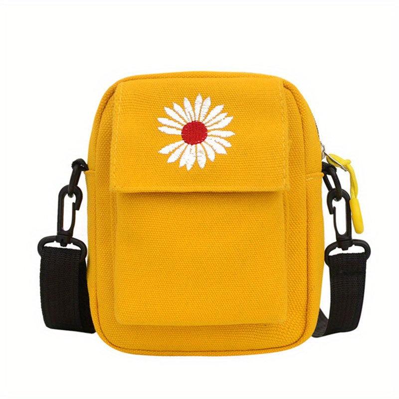 Daisy Embroidery Crossbody Bag Mini Phone Purse