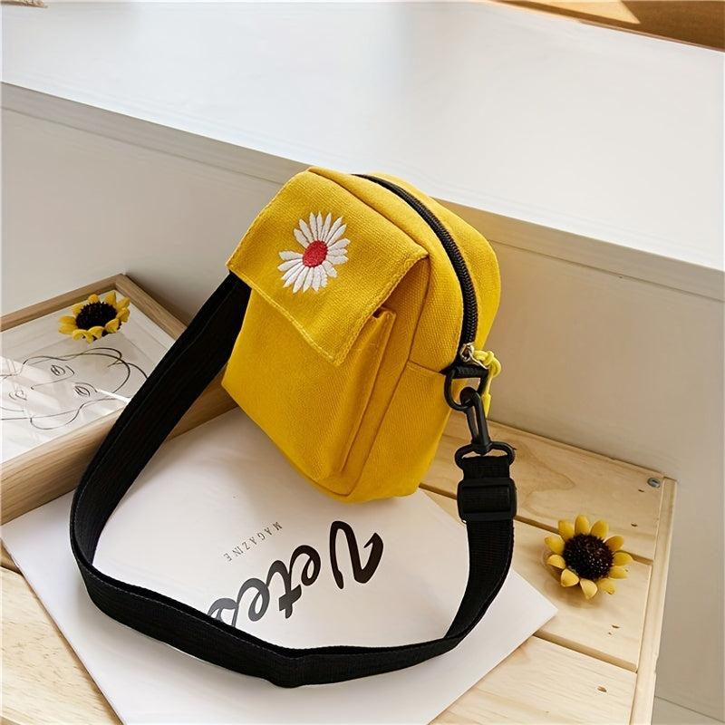 Daisy Embroidery Crossbody Bag Mini Phone Purse