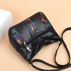 Flower Embossed Crossbody Bag Soft Leather Shoulder Purse