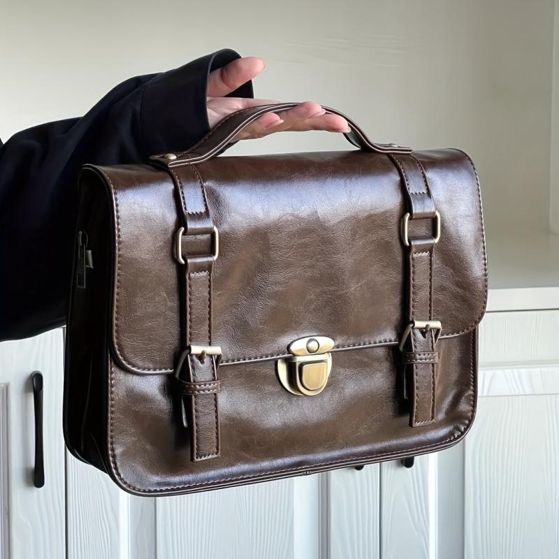 Vintage Messenger Handbag Solid Flap Satchel School Bag