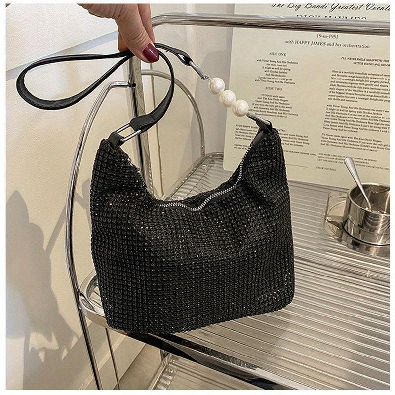 Rhinestone Crossbody Bag All Over Rhinestone Shoulder Bag Stylish Underarm Purse