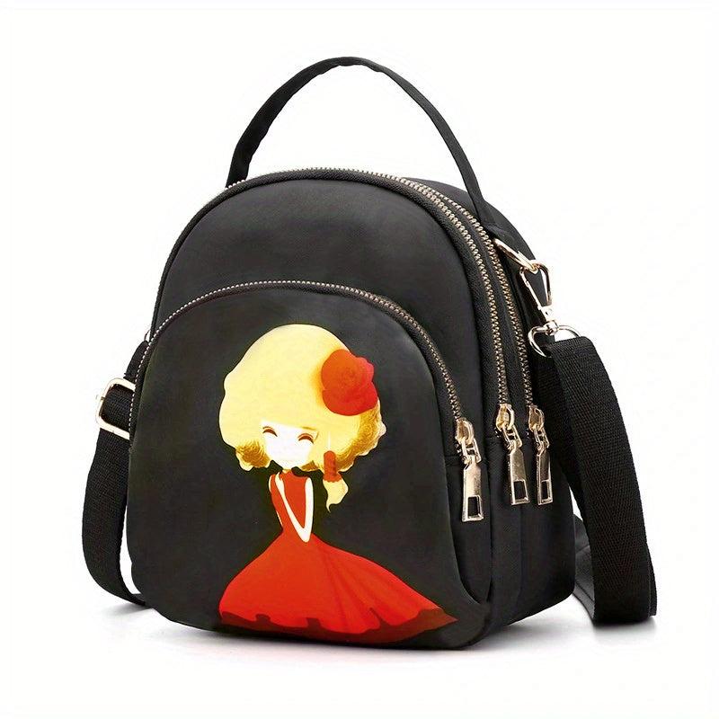 Small Print Crossbody Bag Zipper Sling Bag Casual Bag