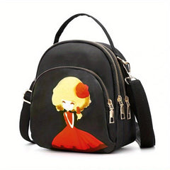Small Print Crossbody Bag Zipper Sling Bag Casual Bag