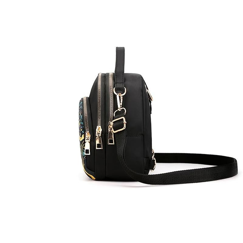 Small Print Crossbody Bag Zipper Sling Bag Casual Bag
