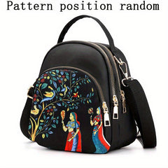 Small Print Crossbody Bag Zipper Sling Bag Casual Bag