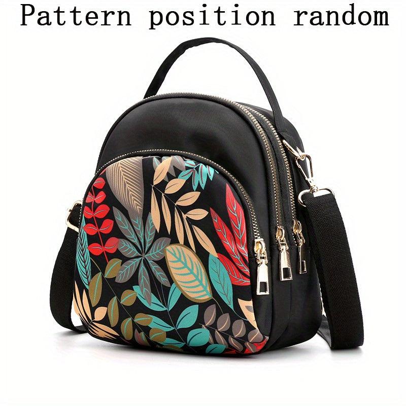 Small Print Crossbody Bag Zipper Sling Bag Casual Bag