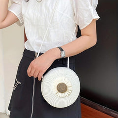 Mini Flower Beach Bag Straw Woven Crossbody Purse Handbag for Travel & Vacation