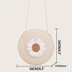 Mini Flower Beach Bag Straw Woven Crossbody Purse Handbag for Travel & Vacation