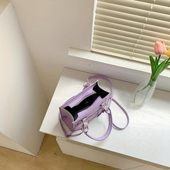 Stylish Crossbody Bag Solid PU Leather Shoulder Handbag