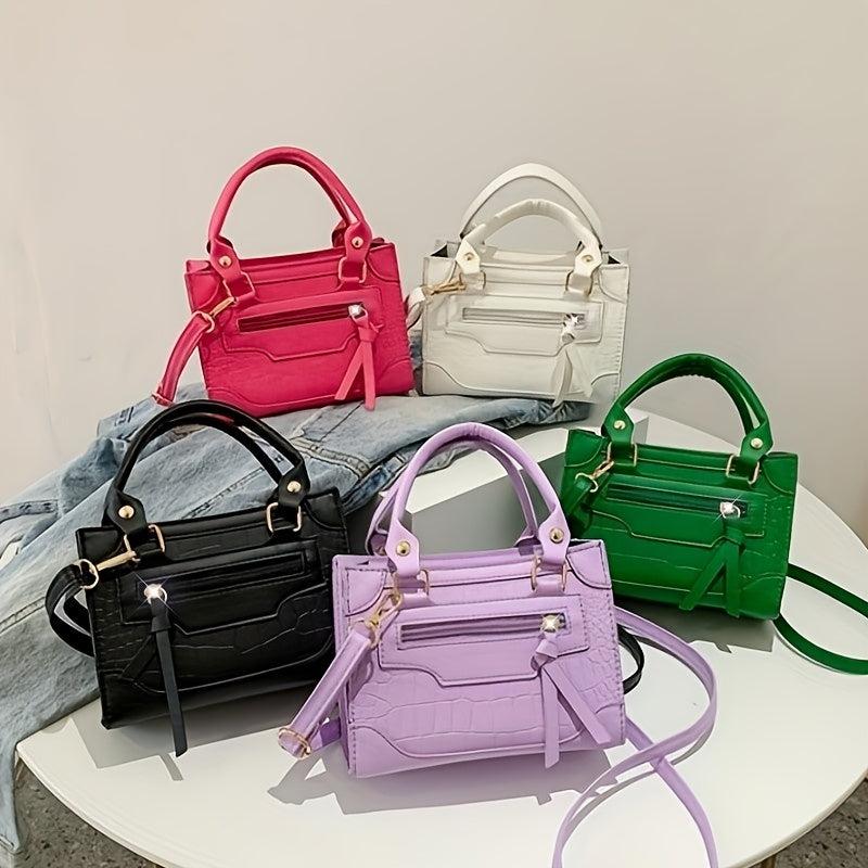 Stylish Crossbody Bag Solid PU Leather Shoulder Handbag