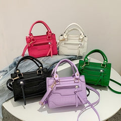 Stylish Crossbody Bag Solid PU Leather Shoulder Handbag