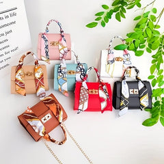 Mini Scarf Decor Crossbody Bag Top Handle Satchel