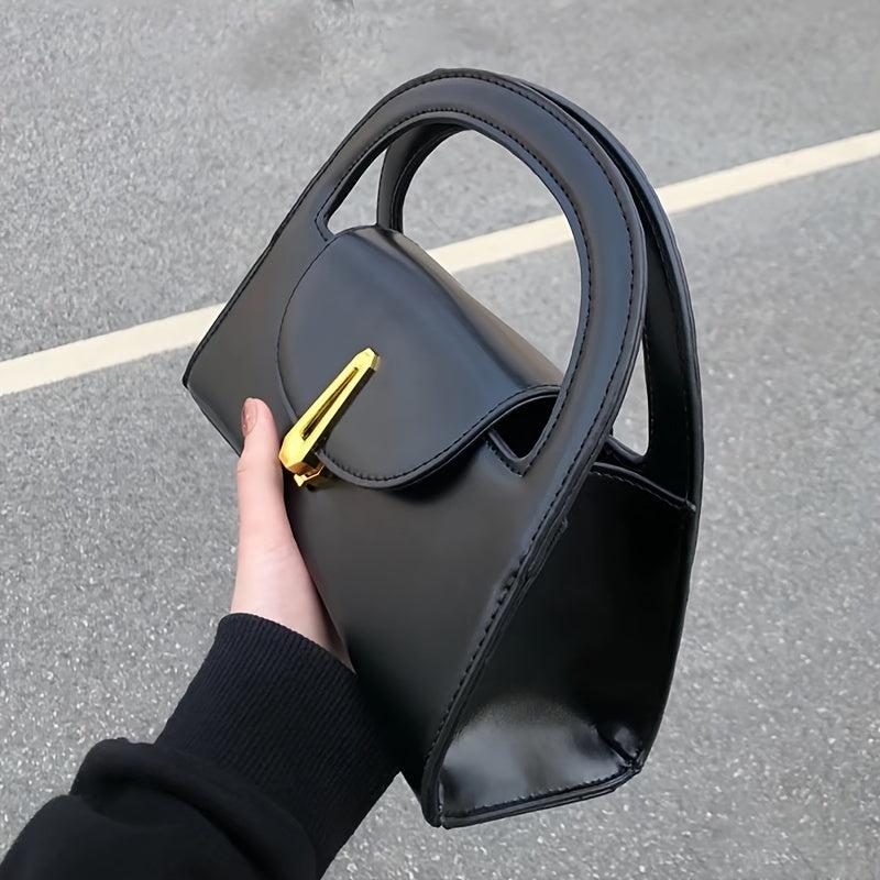 Satchel Bag Shoulder Bag Metal Button Detachable Strap