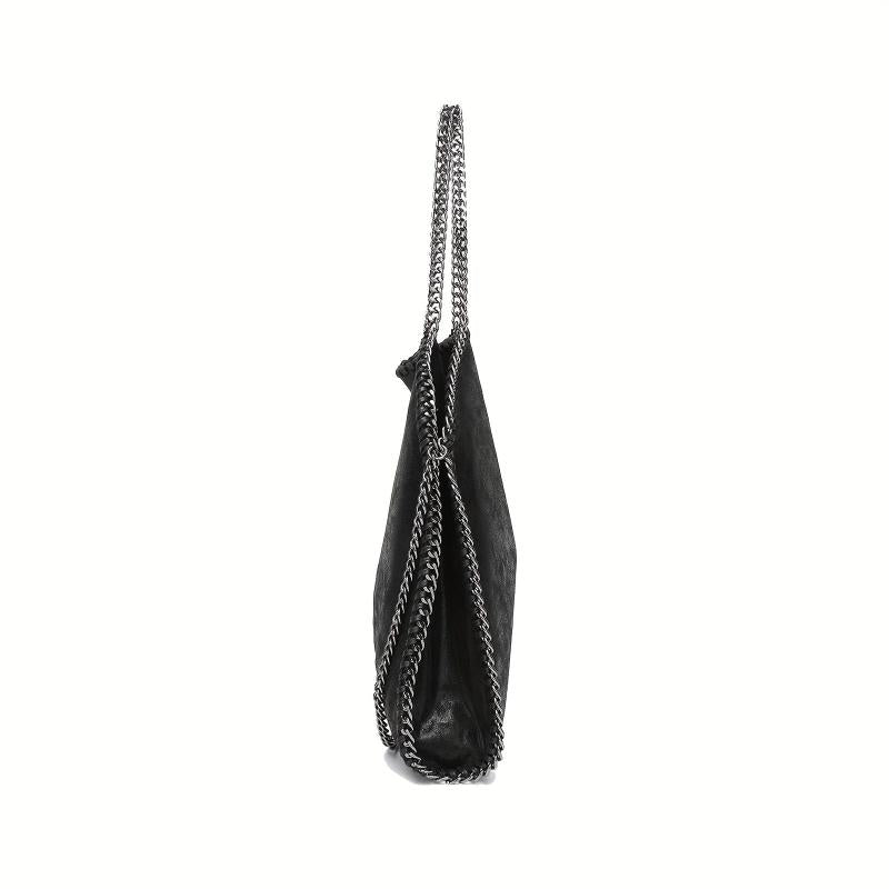 Soft Leather Top Handle Casual Pocket Ladies Tote Chain Shoulder Bag