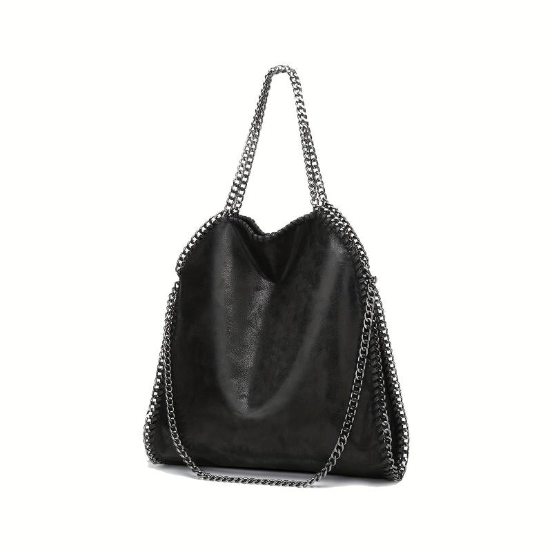Soft Leather Top Handle Casual Pocket Ladies Tote Chain Shoulder Bag
