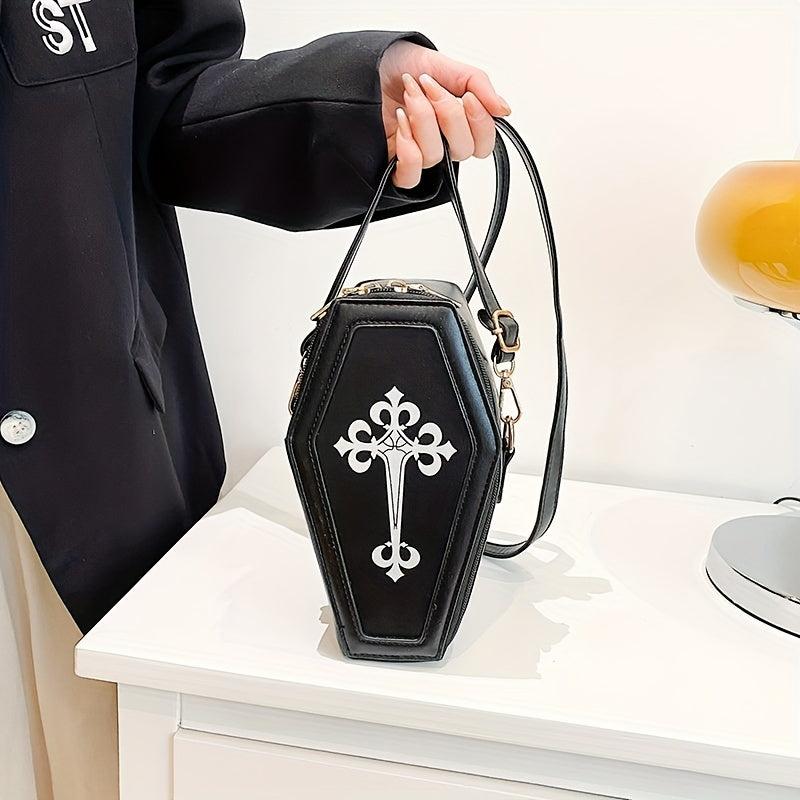 Gothic Crossbody Bags Y2K Style Coffin Shape Shoulder Bag
