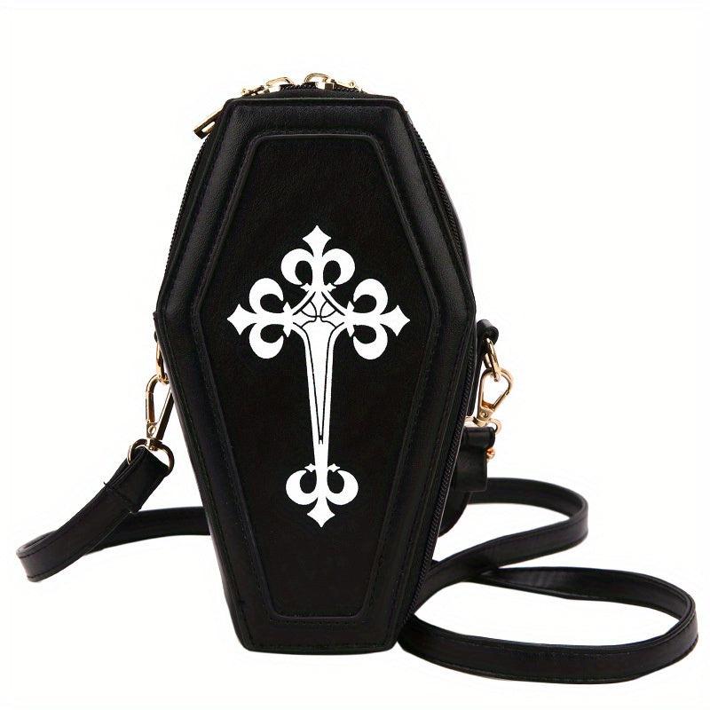 Gothic Crossbody Bags Y2K Style Coffin Shape Shoulder Bag