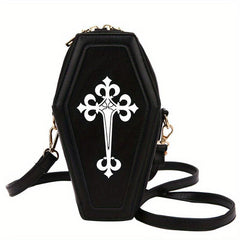 Gothic Crossbody Bags Y2K Style Coffin Shape Shoulder Bag