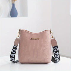 Crocodile Pattern Bucket Bag Wide Strap Mini Crossbody Purse