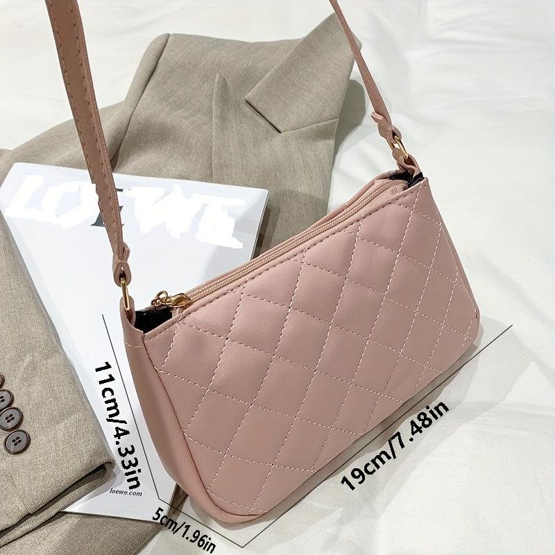 Argyle Quilted Shoulder Purse Solid Handbag for Women