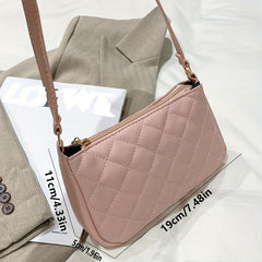 Argyle Quilted Shoulder Purse Solid Handbag for Women