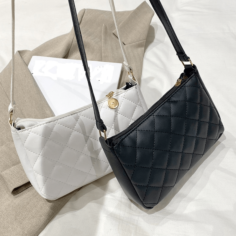 Argyle Quilted Shoulder Purse Solid Handbag for Women