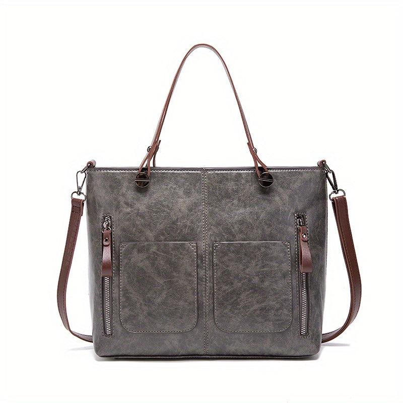 Large Capacity PU Leather Tote Bag Shoulder Bag