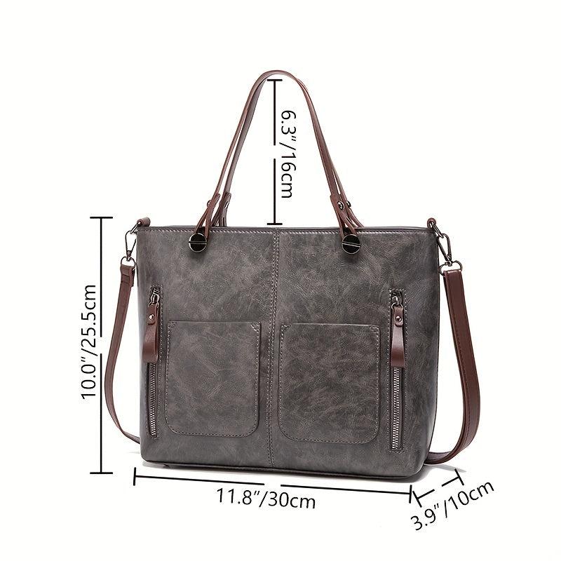 Large Capacity PU Leather Tote Bag Shoulder Bag