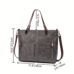 Large Capacity PU Leather Tote Bag Shoulder Bag