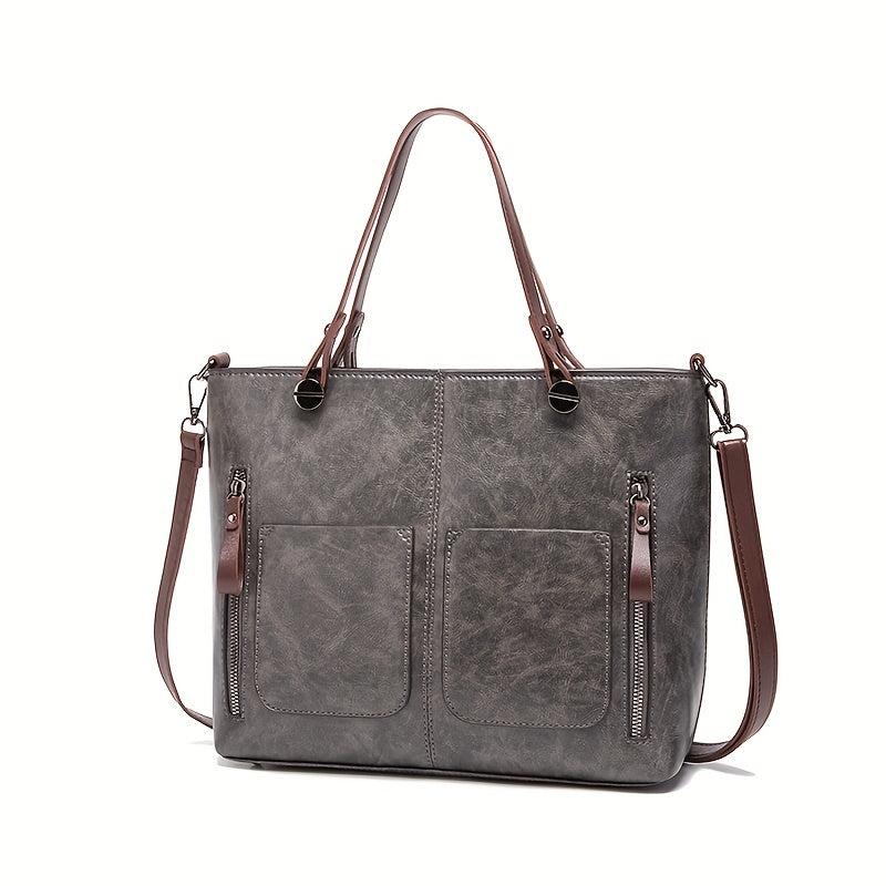 Large Capacity PU Leather Tote Bag Shoulder Bag