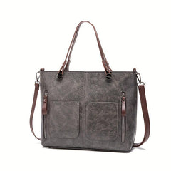Large Capacity PU Leather Tote Bag Shoulder Bag