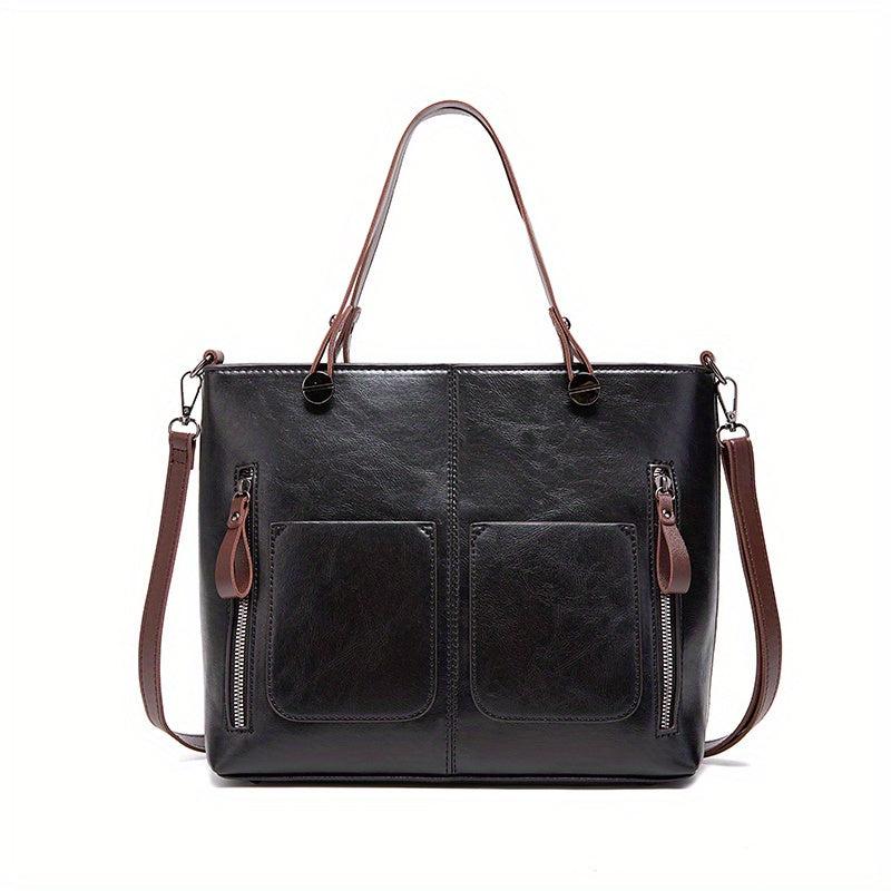 Large Capacity PU Leather Tote Bag Shoulder Bag