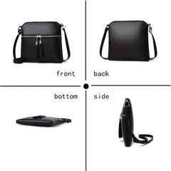 Solid Square Bag Tassel Zipper Shoulder Crossbody Bag