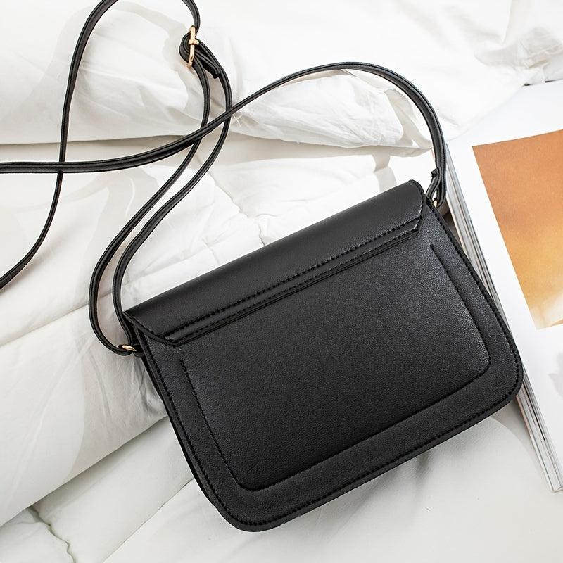 Minimalist Square Crossbody Bag Small Faux Leather Flap Purse Shoulder Bag